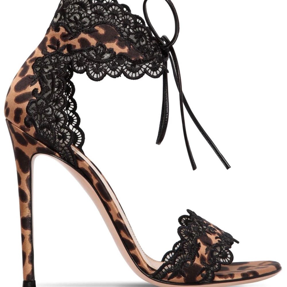 Gianvito Rossi 105mm Leopard Print Satin Sandal